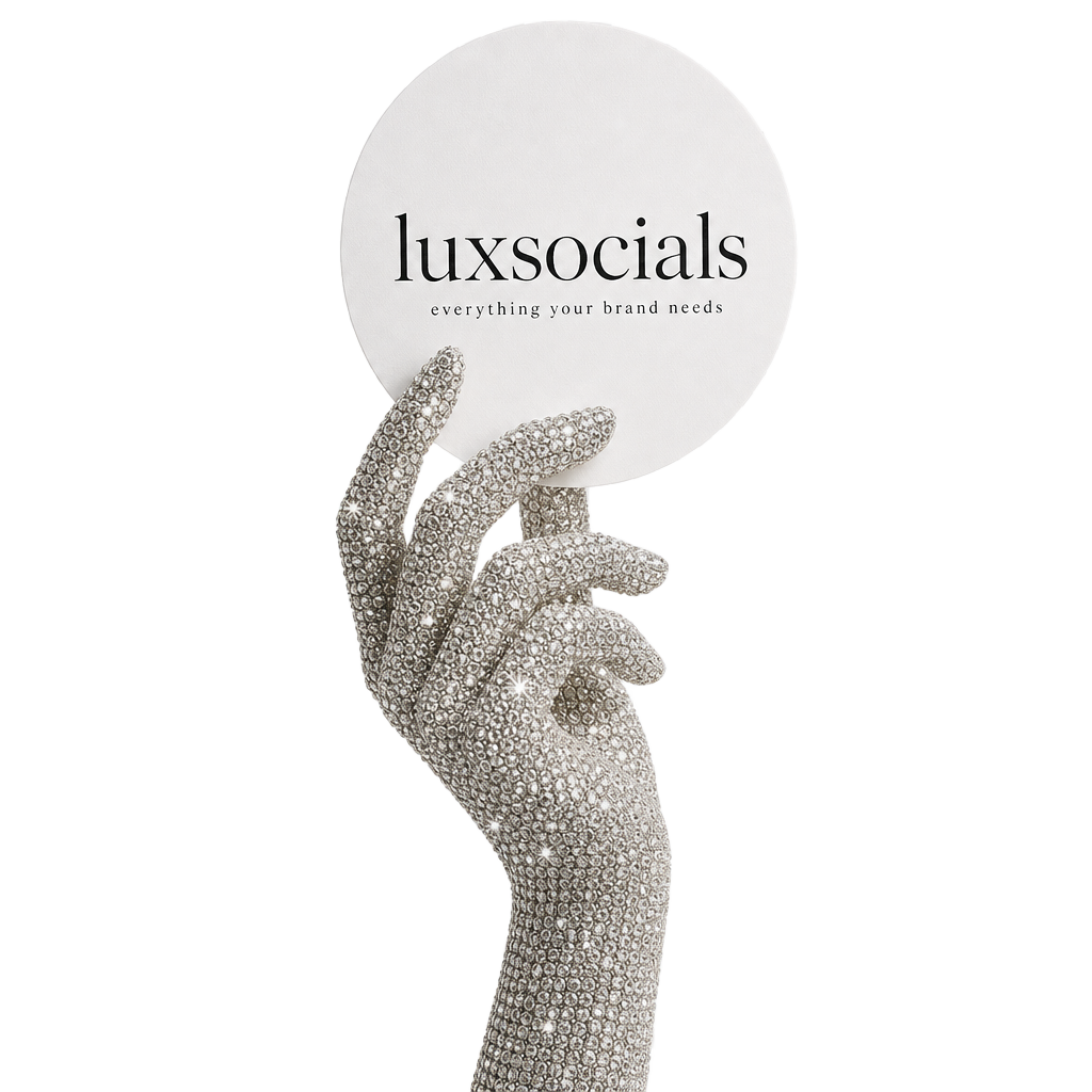 Lux Socials hand holding brand card